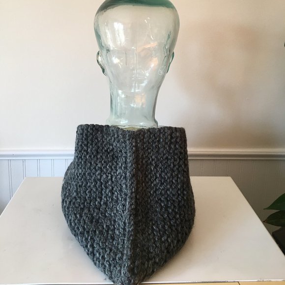 Hand-knitted, Chunky Knit, Grey Hoodie